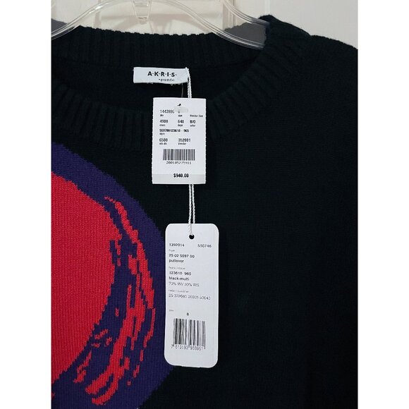 NWT Akris Punto Francoise Hardy Graphic Intarsia Face Sweater Knitwear Black 8 - Picture 4 of 9
